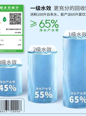 贺象RO反渗透纯水机一键换芯提醒600G大流量直饮机商用家用净水器