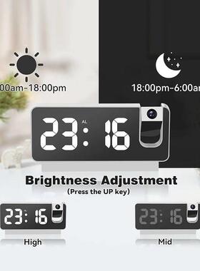 360° Projection Digital Alarm Clock LED Electronic Table Wa