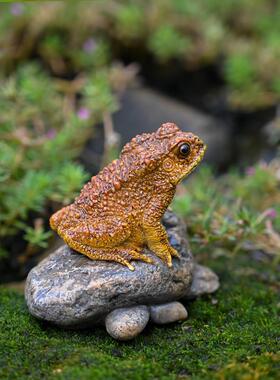微景观招财金蟾摆件客厅桌面彷真蟾蜍盆栽假山流水配件造景装饰品