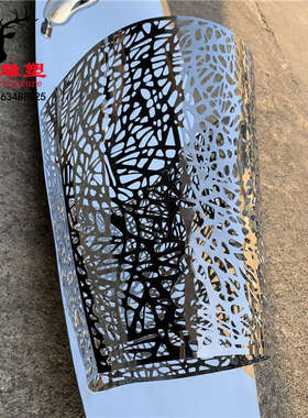 鹿斋 不锈钢镜面抽象小船雕塑金属户外水景渔人与船大型摆件定制