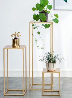 铁艺花架子现代简约金色客厅室内北欧装饰落地式绿萝金属花盆栽架