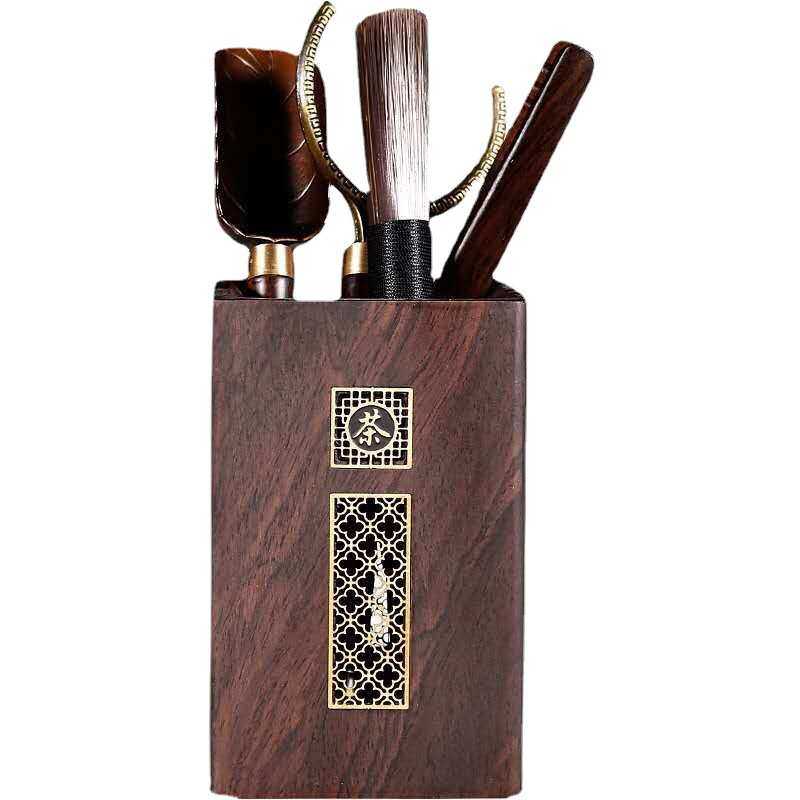 黑檀木茶道六君子套装泡茶工具茶勺夹刀茶筒收纳配件厂家批发,淘宝优惠券,粉丝福利购,淘宝优惠卷