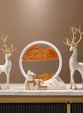 解压流沙画沙漏摆件设轻奢高档家居客厅酒柜电视柜办公室桌装饰品