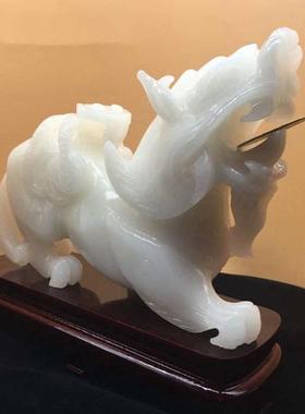 阿富汗白玉貔貅玉如意貔貅办公玄关摆件
