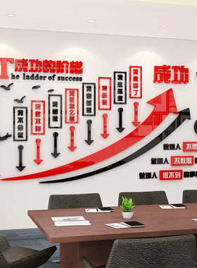阶梯企业文化墙贴团队励志标语创意公司贴画办公室装饰职场背景墙