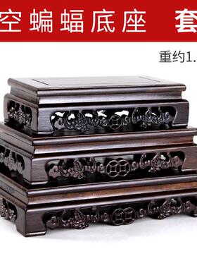 新款奇红石木托架底实木雕刻工艺品长方形摆件头石花盆茶壶佛座像