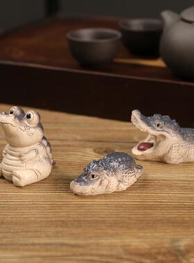 跨境新品树脂小鳄鱼精品可养茶玩桌面花盆装饰摆件树脂工艺品礼物