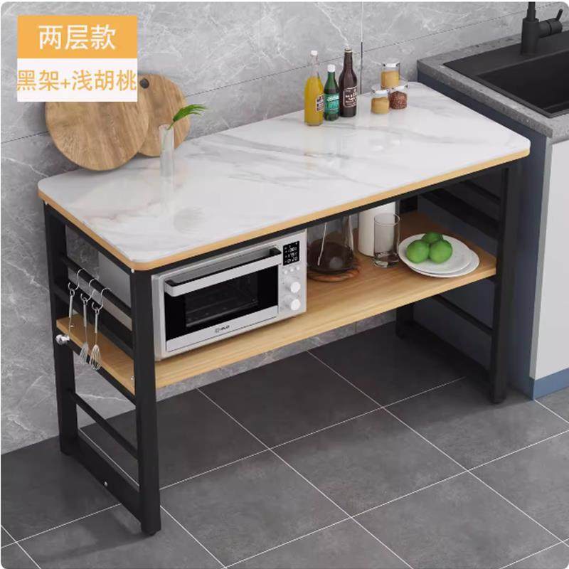 厨房微波炉置物架岩板台面切菜桌家用操作台盐菜坛置物架落地双层,淘宝优惠券,粉丝福利购,淘宝优惠卷