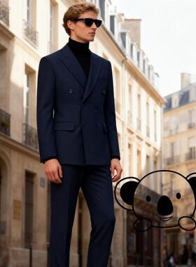 P 99395 Men's Double Breasted Suit 英伦双排扣西服