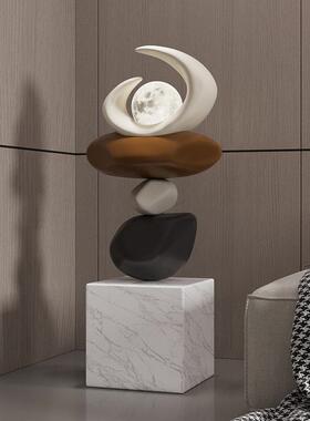 地左顾创意重叠石雕DS-2023-塑售楼处摆件酒店大堂落艺术楼梯口头