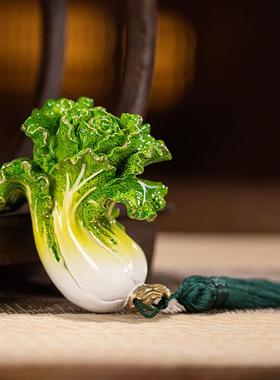 高档件朱炳仁铜 手握面百家居饰品桌装饰品白菜玄学小摆件财手把