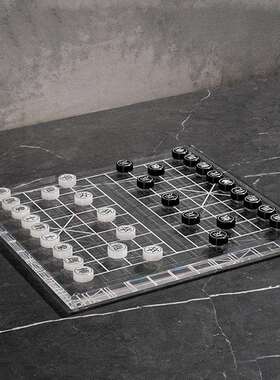 现代简约创意国风黑白棋子中国象棋摆件办公室茶室客厅软装饰品