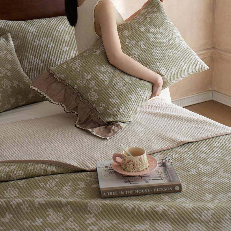 法式复古风全棉双层纱床盖韩式花边款纯棉绗缝加厚防滑床单被单,淘宝优惠券,粉丝福利购,淘宝优惠卷