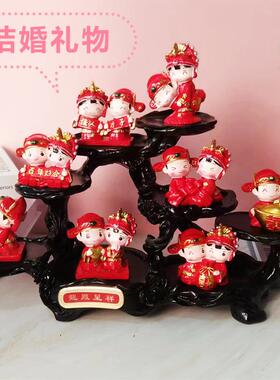 礼婚庆娃公仔龙婚凤呈祥组合脂摆饰中式喜庆婚CY8002房布娃置树桌