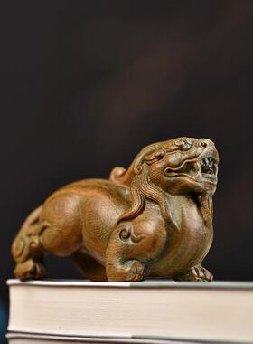 玄同 檀木小号汉代貔貅摆件血檀黑檀木雕工艺品家居摆饰装饰品