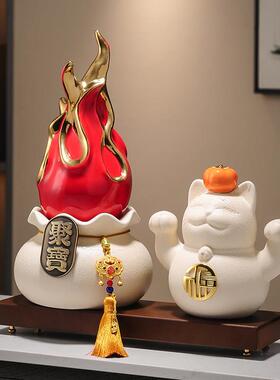 红红火火招财摆件玄关隔断客厅电视柜装饰品店铺开 业新居乔迁礼