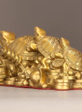 铜OHU三代龟龟家铜居摆件铜客厅办公室装饰品摆三件代龟