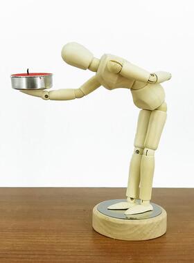 梧棣木人创意原木可活动磁铁木人人物造型摆件磁铁木人吸磁木偶人