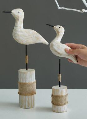 海洋风手雕工刻海鸟摆件海鸥摆设地中海样房软板装电柜摆GQI视台