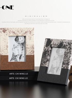 匠RZB-2608十三代简仿约马毛摆皮革现拼接相框桌面件卧室床头柜装