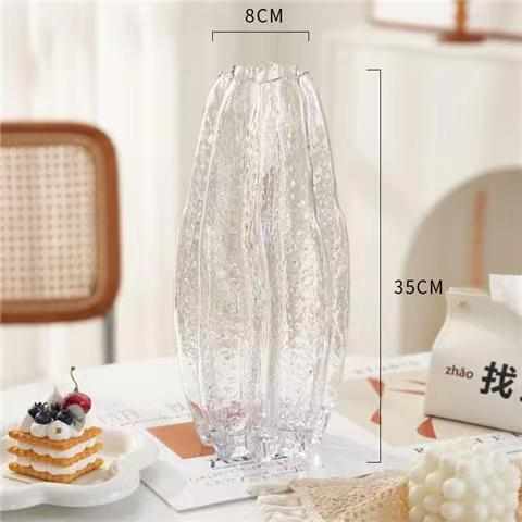 客厅轻器制冰花欧式餐桌红花瓶川高档网玻璃摆件插花人工奢吹 - 图3