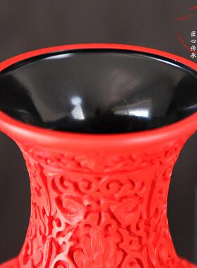 十二寸漆雕花扬州传统漆器家具装饰雕漆工艺品摆件文化纪念礼品