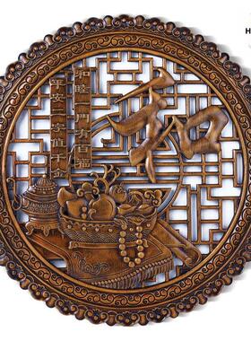 东阳木雕挂件香樟实木雕刻画工艺品中式客厅艺术福字卧室内装饰品