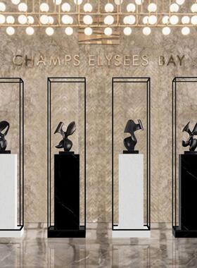 酒店大堂大型落地艺术雕塑装饰售楼处别墅样板间大理石底座摆件