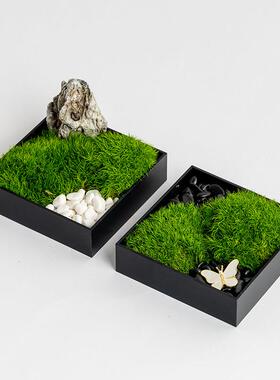 高级感新中式仿真花艺卡座干花绿植酒店洽谈桌现代软装饰品