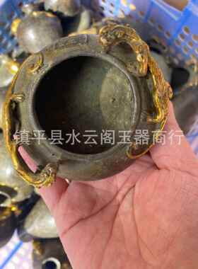 仿古铜器杂件复古仿青铜器大貔貅烟灰缸绿绣笔洗工艺品家居摆件
