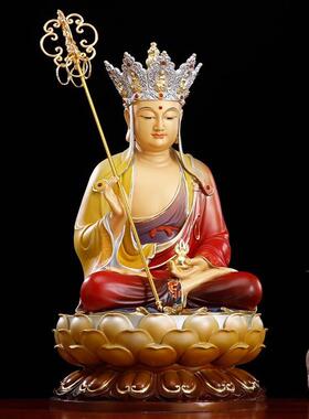 台湾纯铜手绘地藏菩萨地藏菩萨佛像祭拜地藏菩萨铜像饰品唐彩