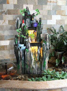 鱼塘假山园林绿化庭院鱼塘装饰摆件房屋阳台流水喷泉风水轮景观