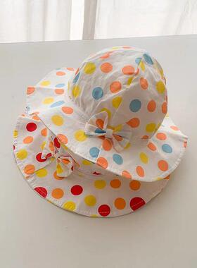 Baby Girl Summer Bucket Hat Dot Bowknot Baby Hats Cute Wide