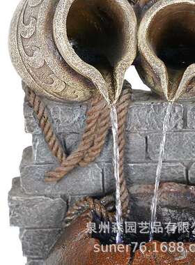 户外庭院仿木树脂工艺品喷泉流水摆件户外花园水景装饰产地货源