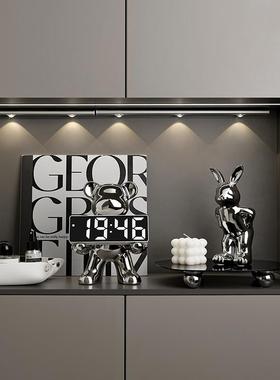 轻奢高档暴力熊入户玄关钥匙收纳装饰品摆件家居客厅乔迁礼物时钟