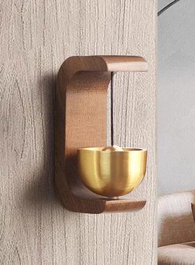 铃铛挂件门铃黑胡桃木多巴胺磁吸式风铃入户提醒黄铜乔迁礼物装饰