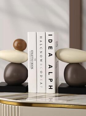 石来运转书档摆件家居饰品酒柜电视柜书房高级感装饰书立架乔迁礼