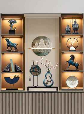 艺术新中式办公室摆件酒柜装饰品玄关轻奢老板感客厅