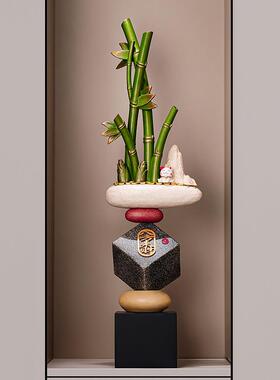 入门玄关节节高升竹子时来运转大摆件客厅屏风电视柜竖长装饰乔迁