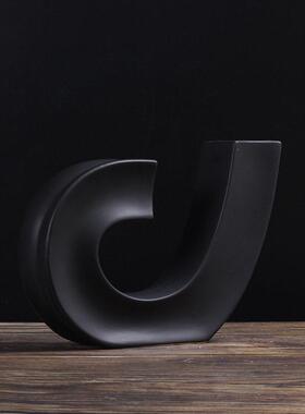 现北欧几何勾形勾子音符陶瓷花插摆件电视柜酒柜茶几床头柜饰品