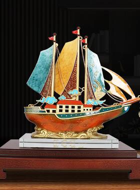 全铜帆船摆件一帆风顺客厅玄关办公室摆设开业乔迁送客户礼品顺丰