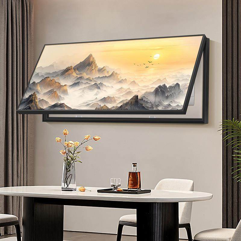 旭日东升电表箱装饰画横版入户电源开关遮挡挂画大尺寸靠山图挂画,淘宝优惠券,粉丝福利购,淘宝优惠卷