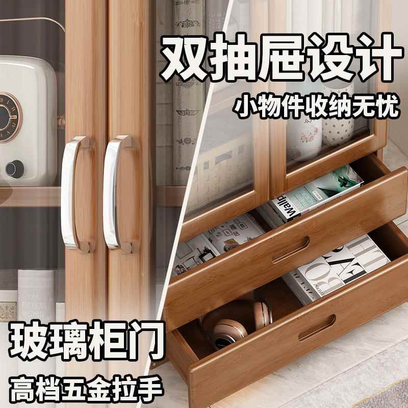 新疆包邮简易书架落地带玻璃门书柜客厅储物柜置物架子非实木收纳