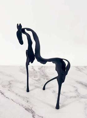 欧式样板房间新中式摆件金属铸造人物黑古铜色雕塑软装饰品后现代