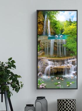 天鹅湖梯欧式关装画竖版过道风景画风水招饰财寓意玄MY-H0338楼走