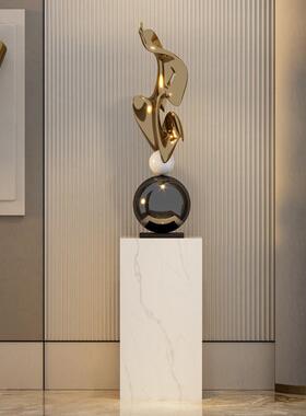 电镀艺术雕塑现代几何落地摆件酒店会所装饰品样板房客厅电视柜旁