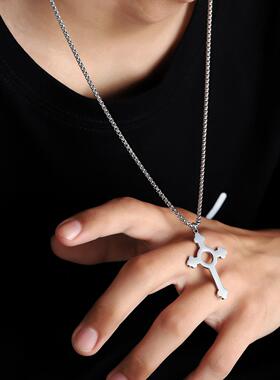 十字架项链男钛钢不掉色高级感百搭个性设计夏季配饰女潮简约饰品