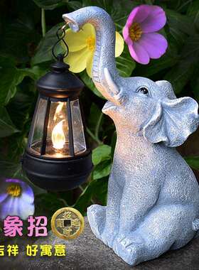 户外太阳能灯动物雕像摆件庭院花园家居创意造景装饰树脂工艺品