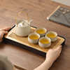 Travel tea set portable teapot outdoor camping household tea tray ceramic kung fu Chinese style Ru kiln tea cup
