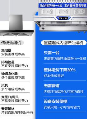 室内直排油烟净化一体机餐饮商用直排大吸力排烟罩不锈钢抽油烟机